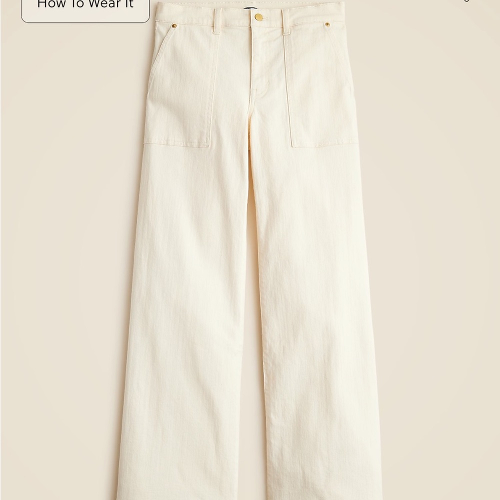 J. Crew Cream Camp-pocket wide-leg jean 30T